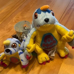 Digimon Gabumon 2x Vintage 1999 Play by Play McDonalds Plush Stuffed Animals